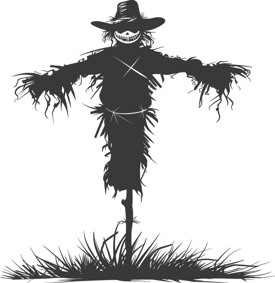 AI generated Silhouette Scarecrow black color only full body vector