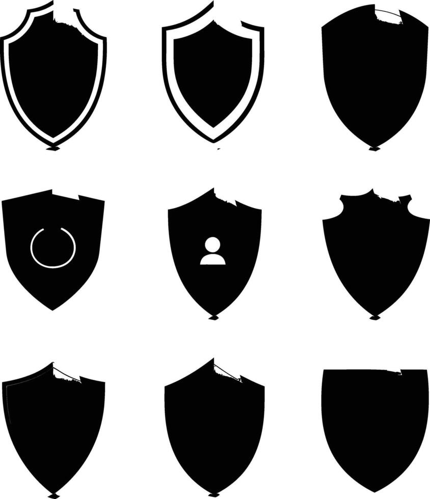 AI generated Silhouette security shield icons isolated black color only full body vector