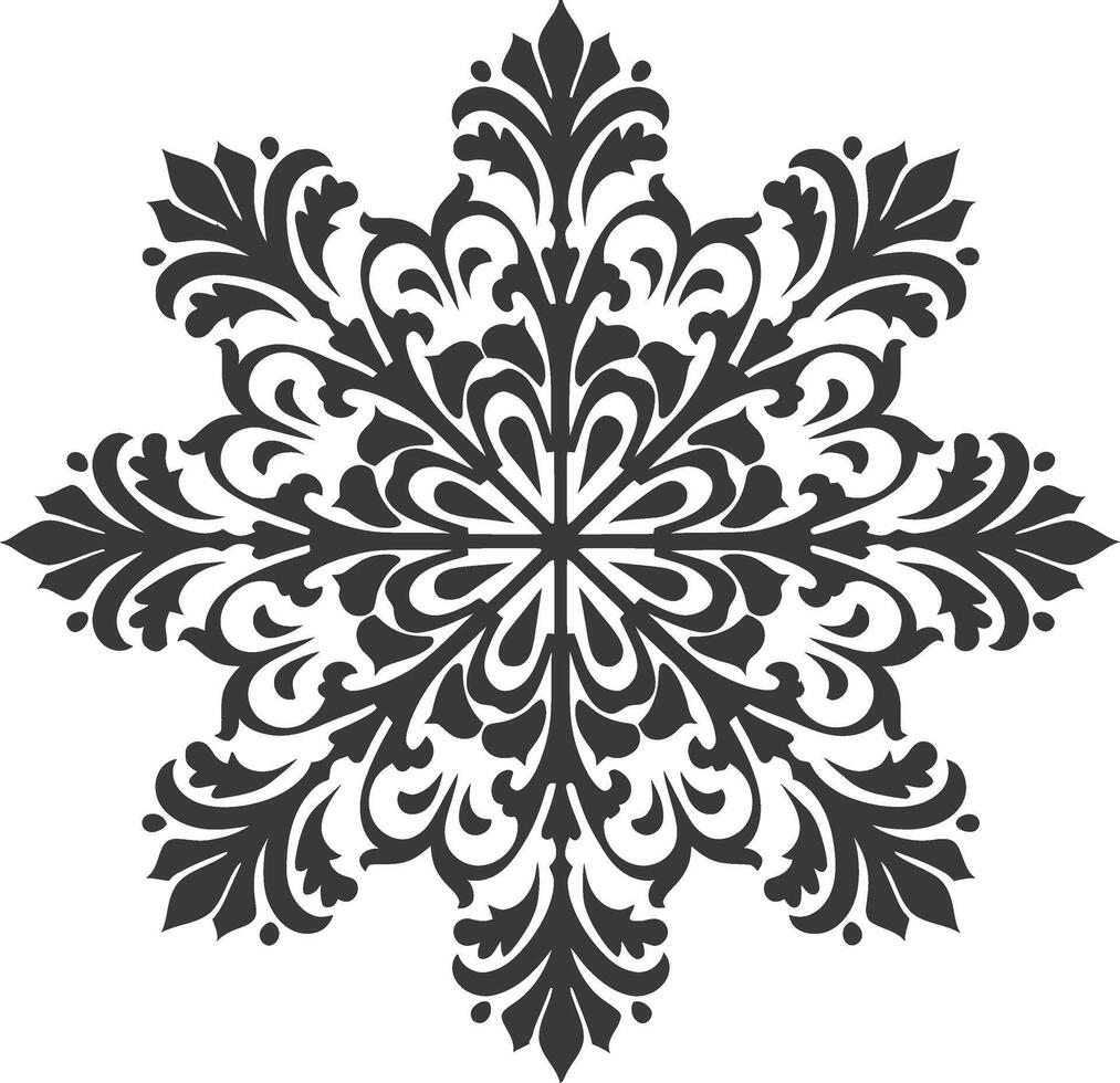 ai generado silueta mandala flor copo de nieve conformado negro color solamente vector