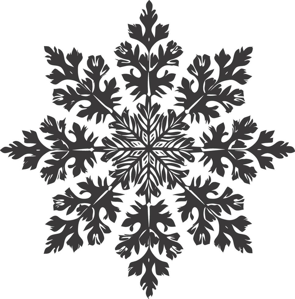 AI generated Silhouette mandala flower snowflake shaped black color only vector