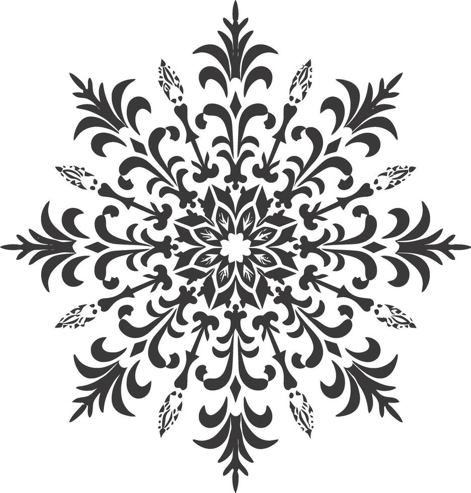 ai generado silueta mandala flor copo de nieve conformado negro color solamente vector