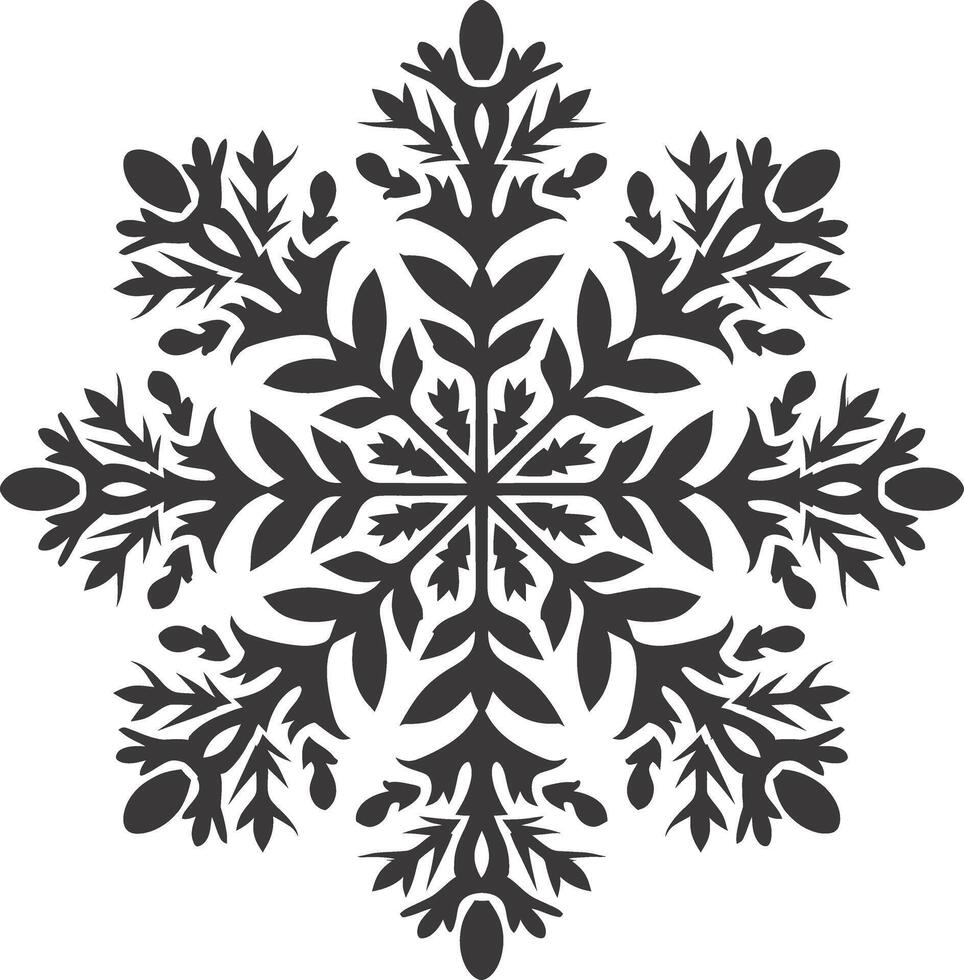 AI generated Silhouette mandala flower snowflake shaped black color only vector