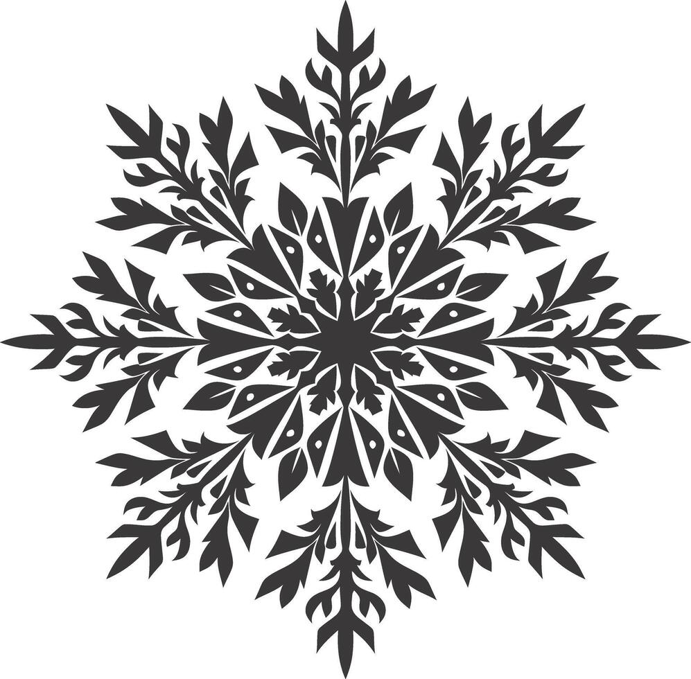 AI generated Silhouette mandala flower snowflake shaped black color only vector