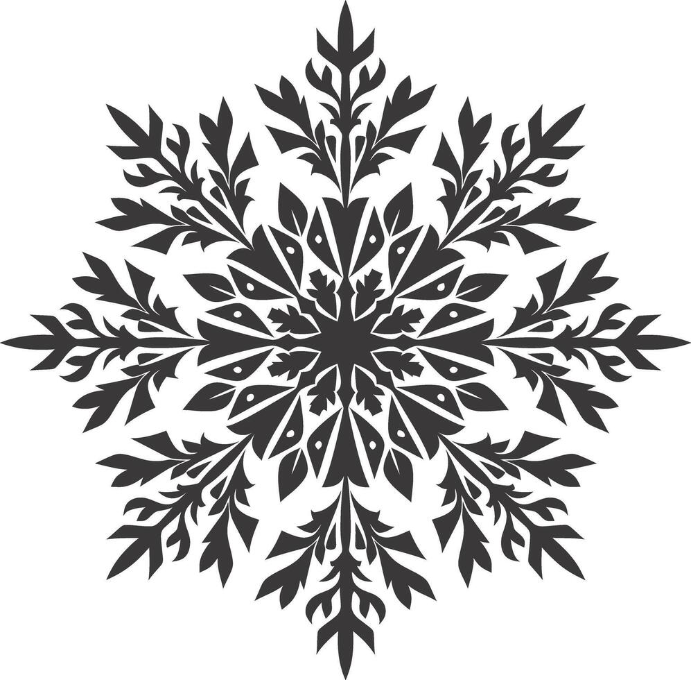 AI generated Silhouette mandala flower snowflake shaped black color only vector