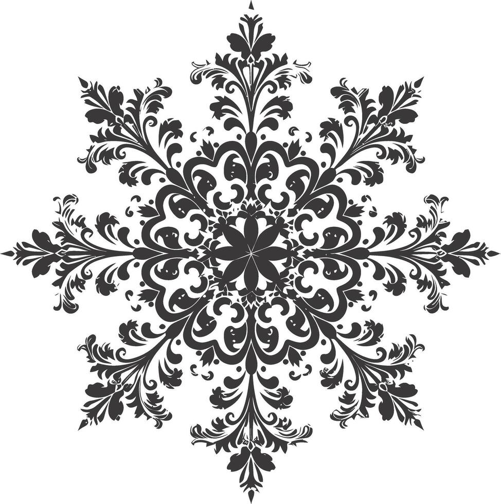 ai generado silueta mandala flor copo de nieve conformado negro color solamente vector