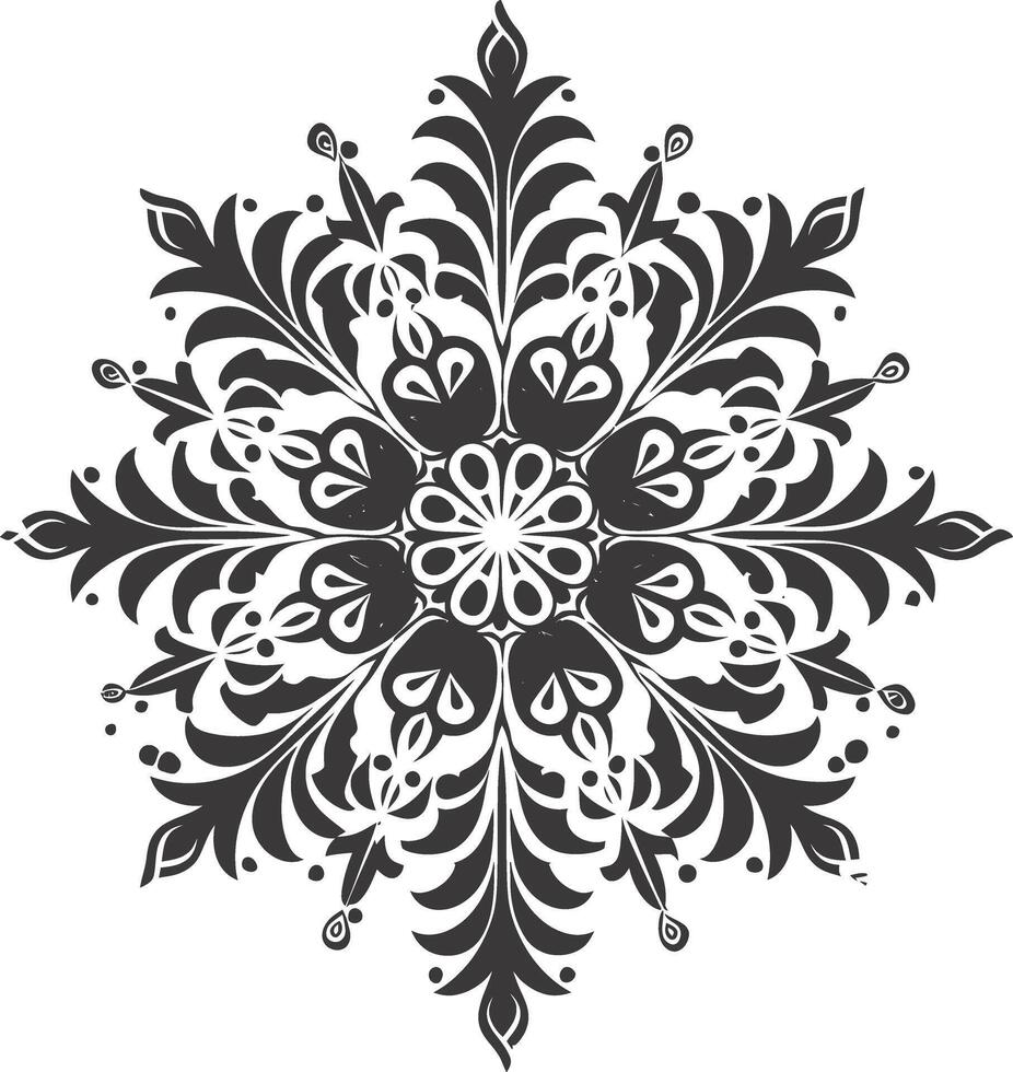 ai generado silueta mandala flor copo de nieve conformado negro color solamente vector