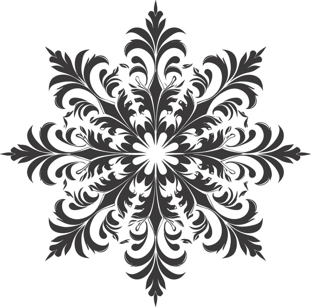 ai generado silueta mandala flor copo de nieve conformado negro color solamente vector