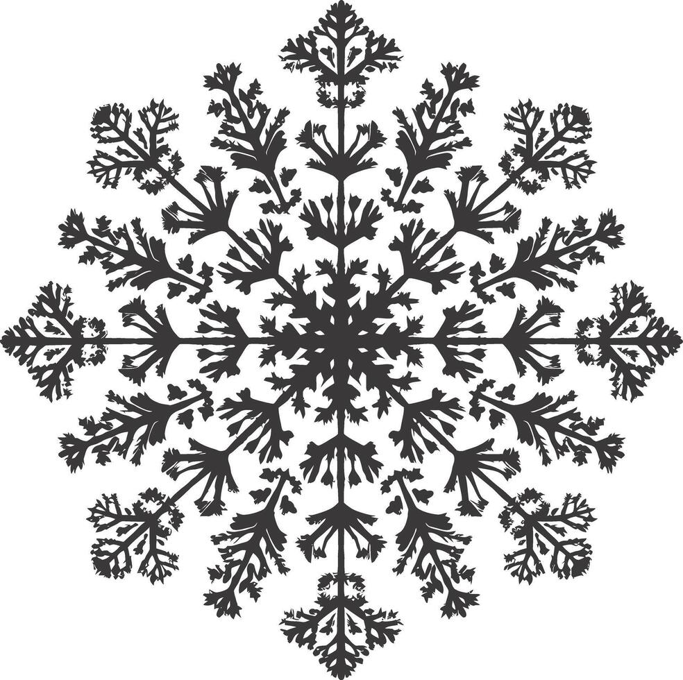 AI generated Silhouette mandala flower snowflake shaped black color only vector