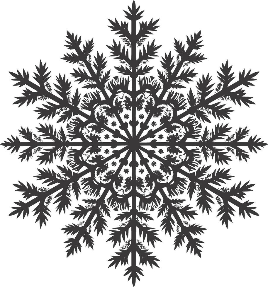 ai generado silueta mandala flor copo de nieve conformado negro color solamente vector