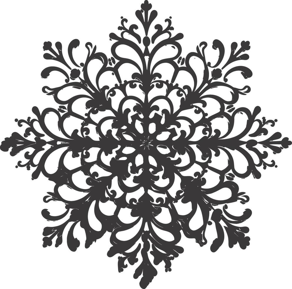 ai generado silueta mandala flor copo de nieve conformado negro color solamente vector