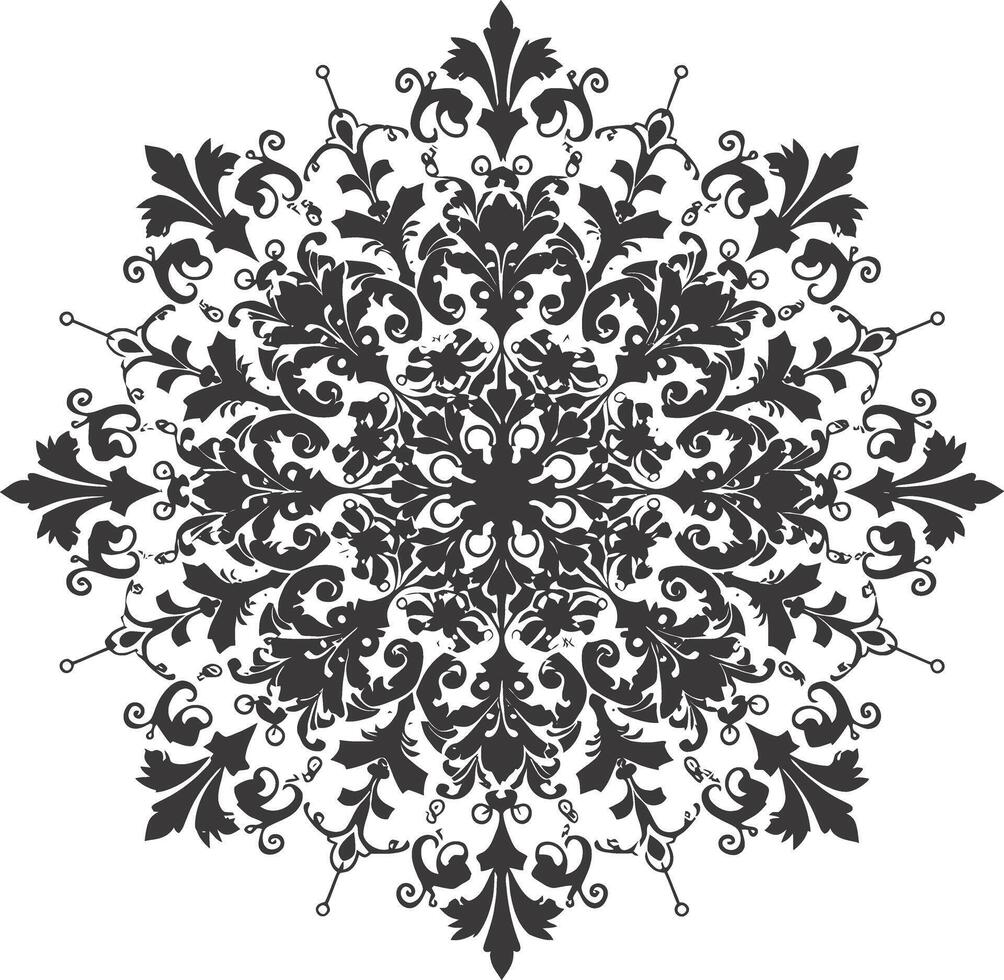 ai generado silueta mandala flor copo de nieve conformado negro color solamente vector