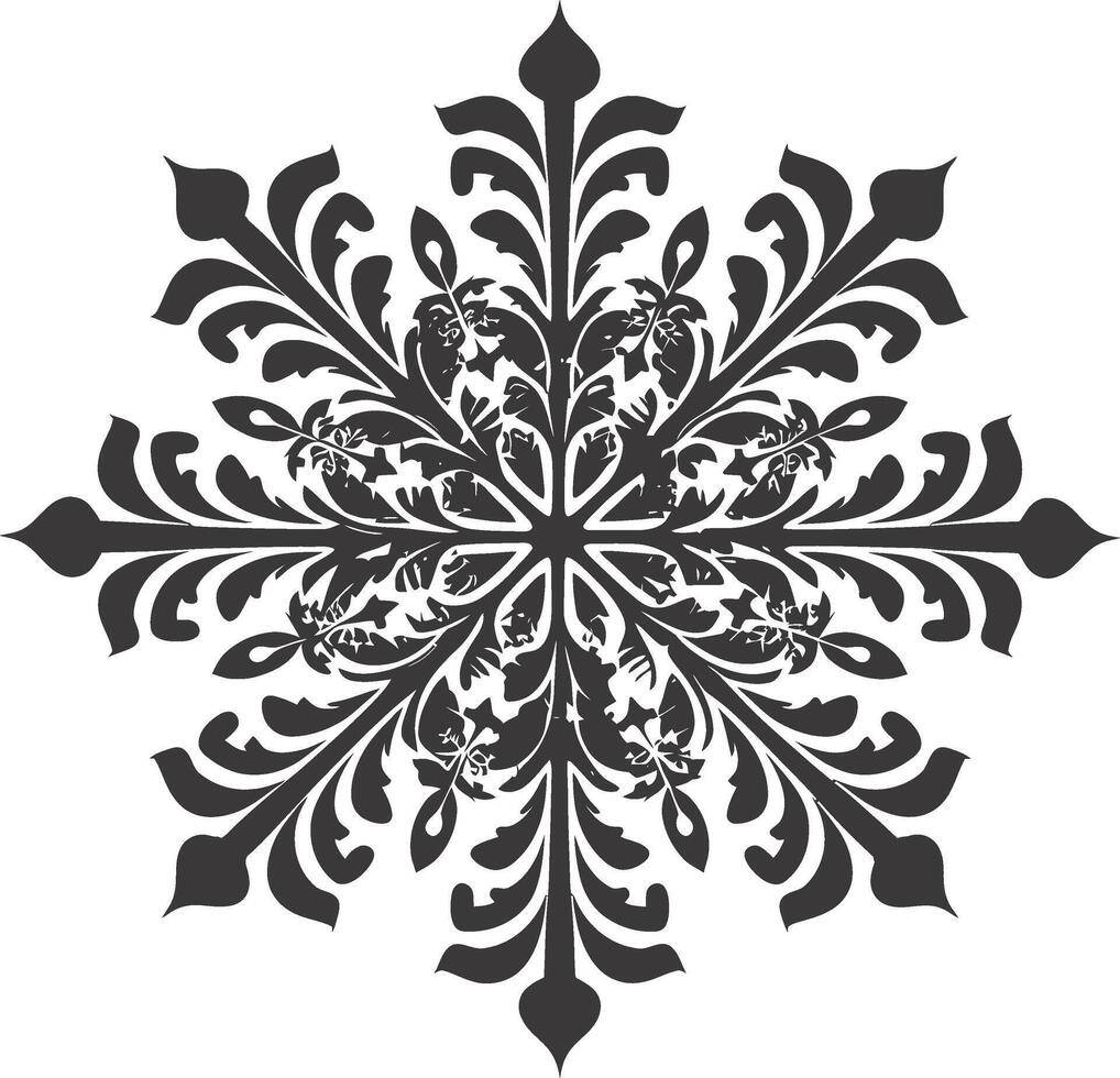 ai generado silueta mandala flor copo de nieve conformado negro color solamente vector