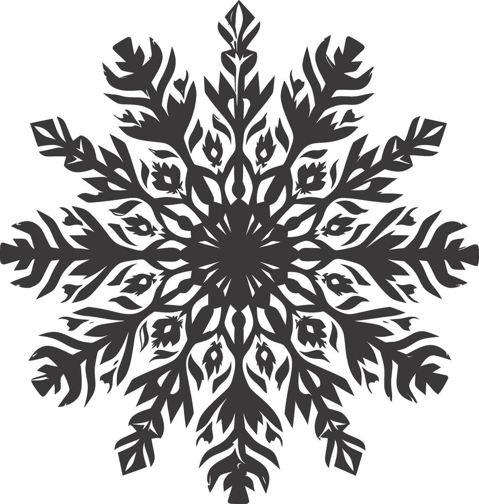 ai generado silueta mandala flor copo de nieve conformado negro color solamente vector