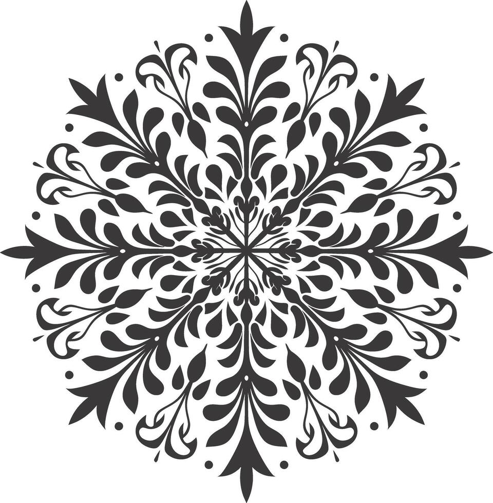 ai generado silueta mandala flor copo de nieve conformado negro color solamente vector