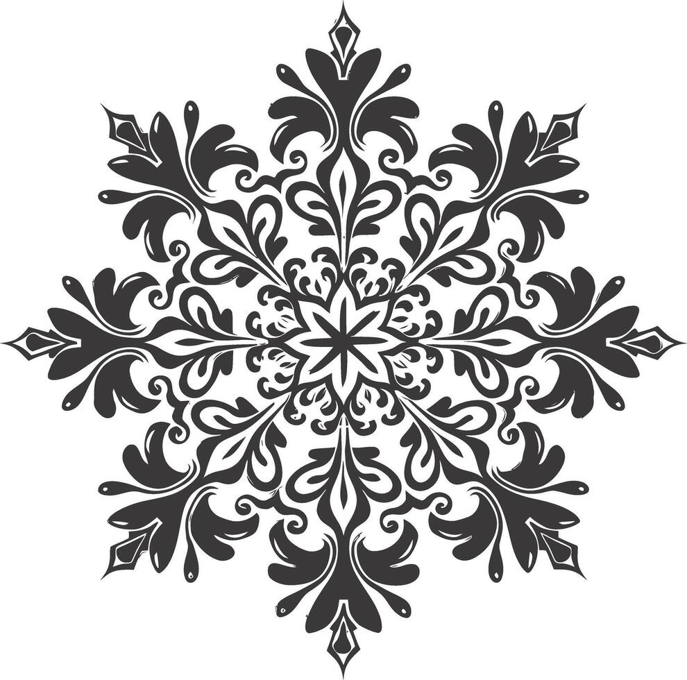 ai generado silueta mandala flor copo de nieve conformado negro color solamente vector