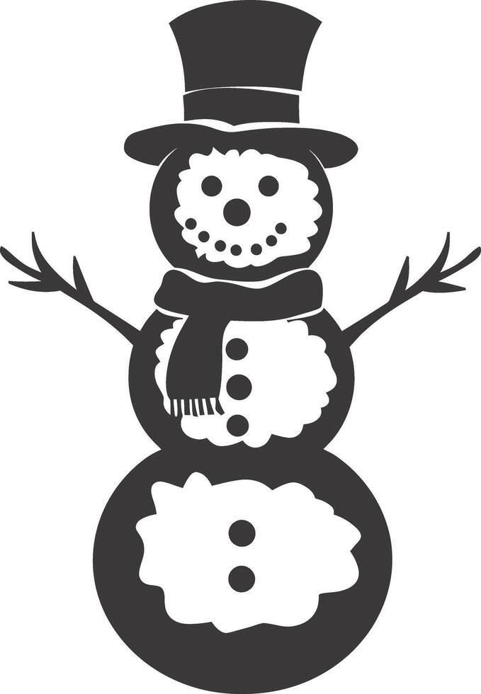 AI generated Silhouette snowman black color only full body vector