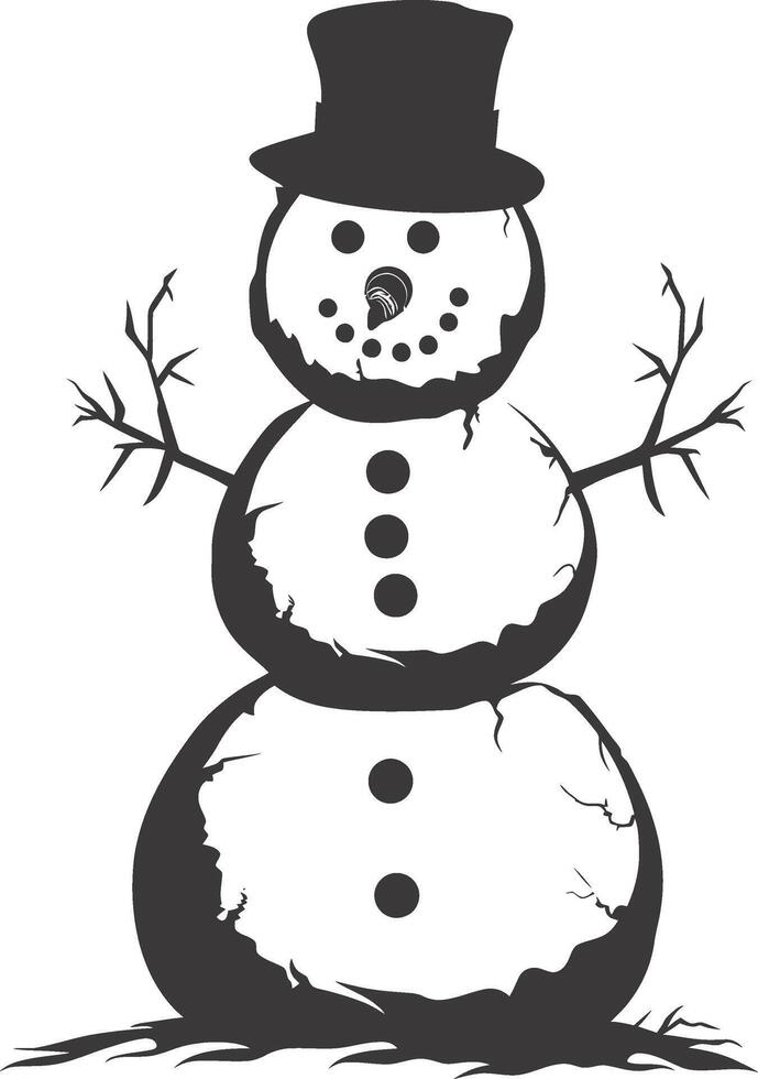 AI generated Silhouette snowman black color only full body vector