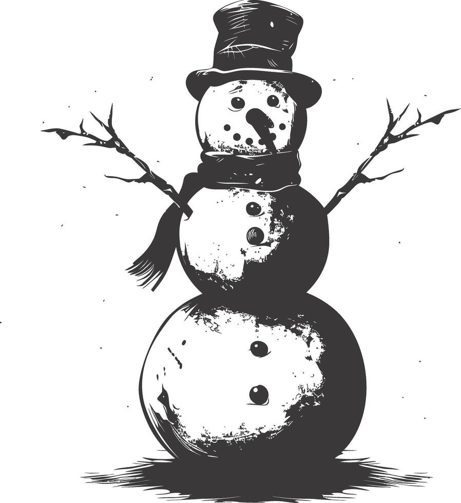 AI generated Silhouette snowman black color only full body vector