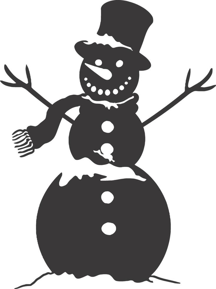 AI generated Silhouette snowman black color only full body vector