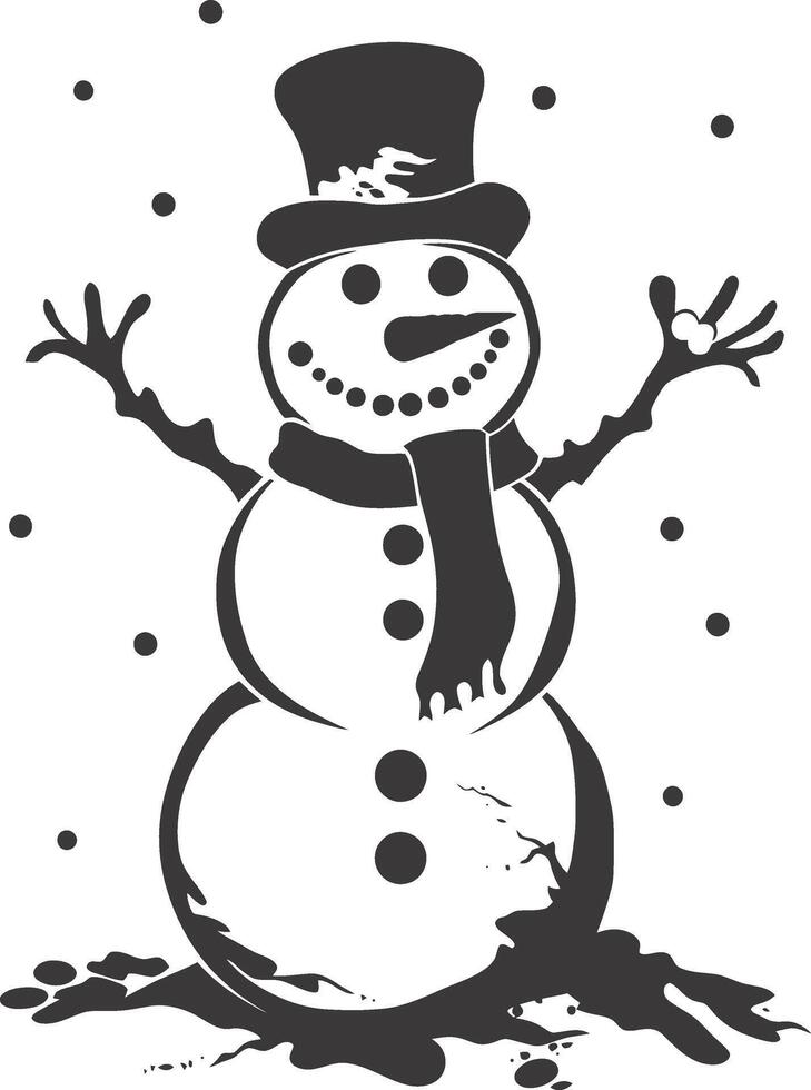 AI generated Silhouette snowman black color only full body vector