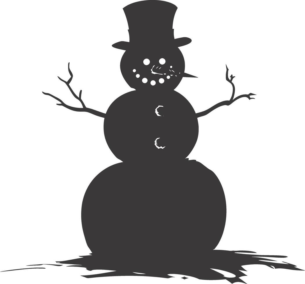 AI generated Silhouette snowman black color only full body vector