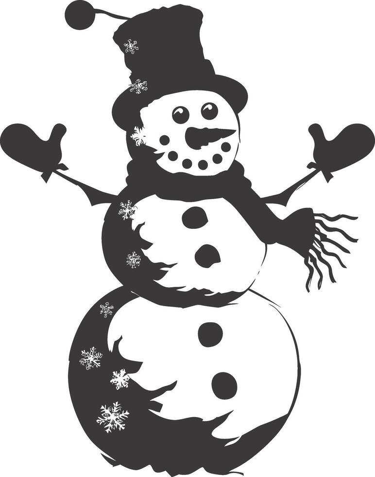 AI generated Silhouette snowman black color only full body vector