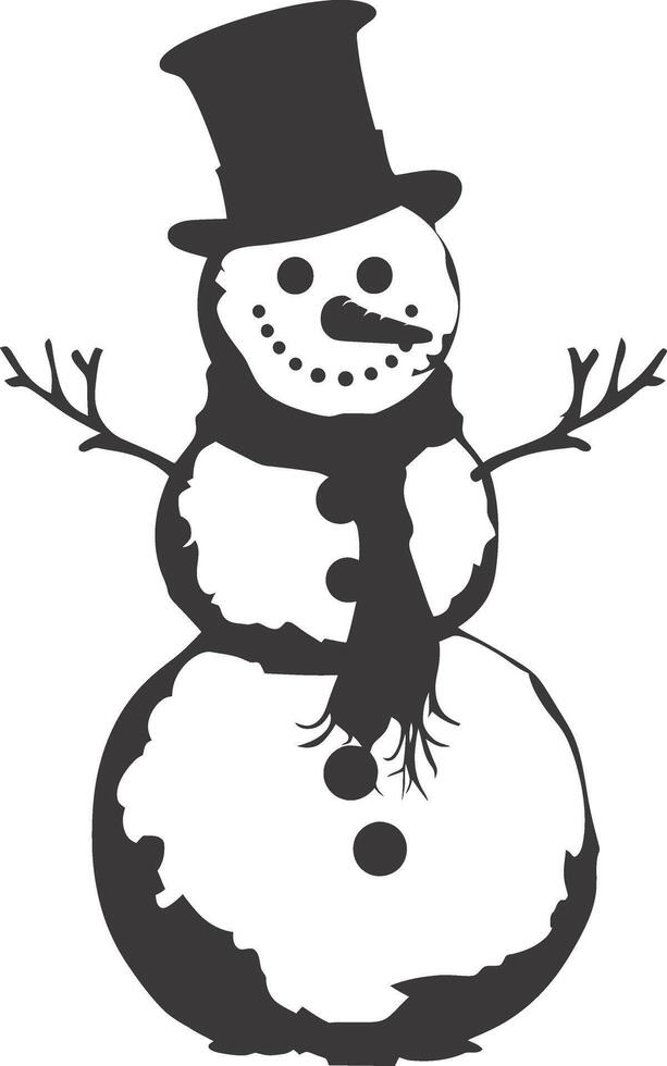 AI generated Silhouette snowman black color only full body vector