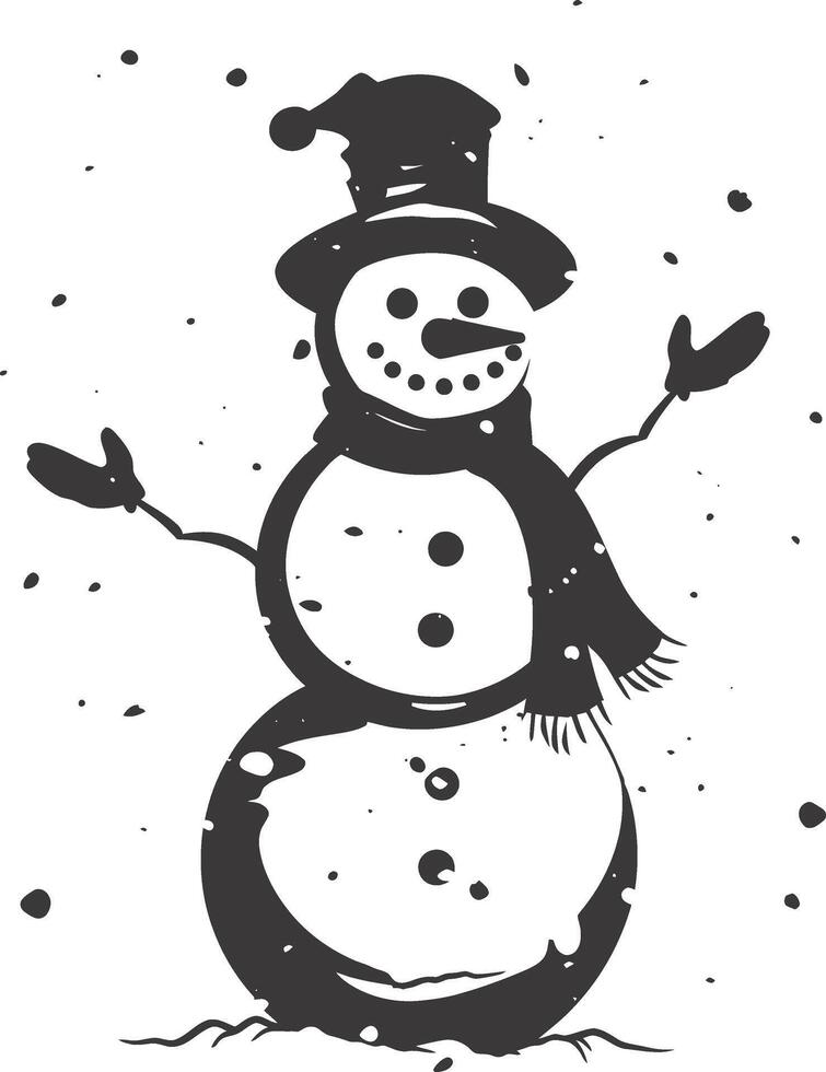 AI generated Silhouette snowman black color only full body vector