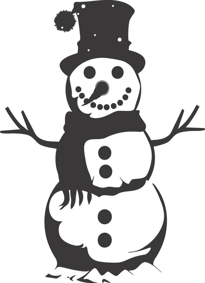 AI generated Silhouette snowman black color only full body vector