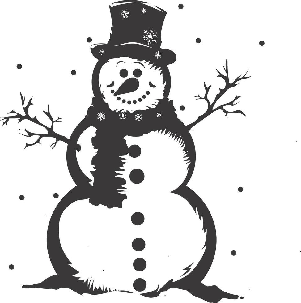 AI generated Silhouette snowman black color only full body vector