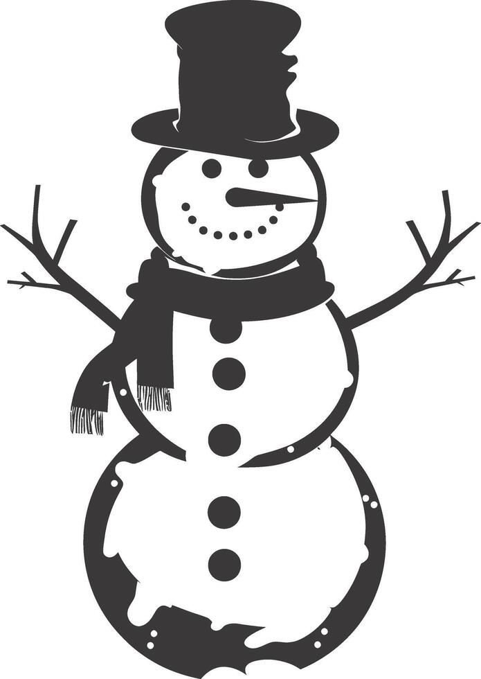 AI generated Silhouette snowman black color only full body vector