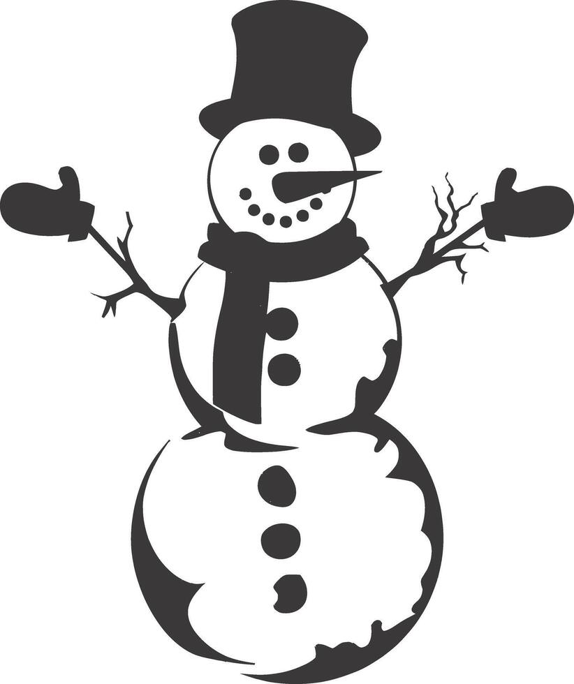 AI generated Silhouette snowman black color only full body vector