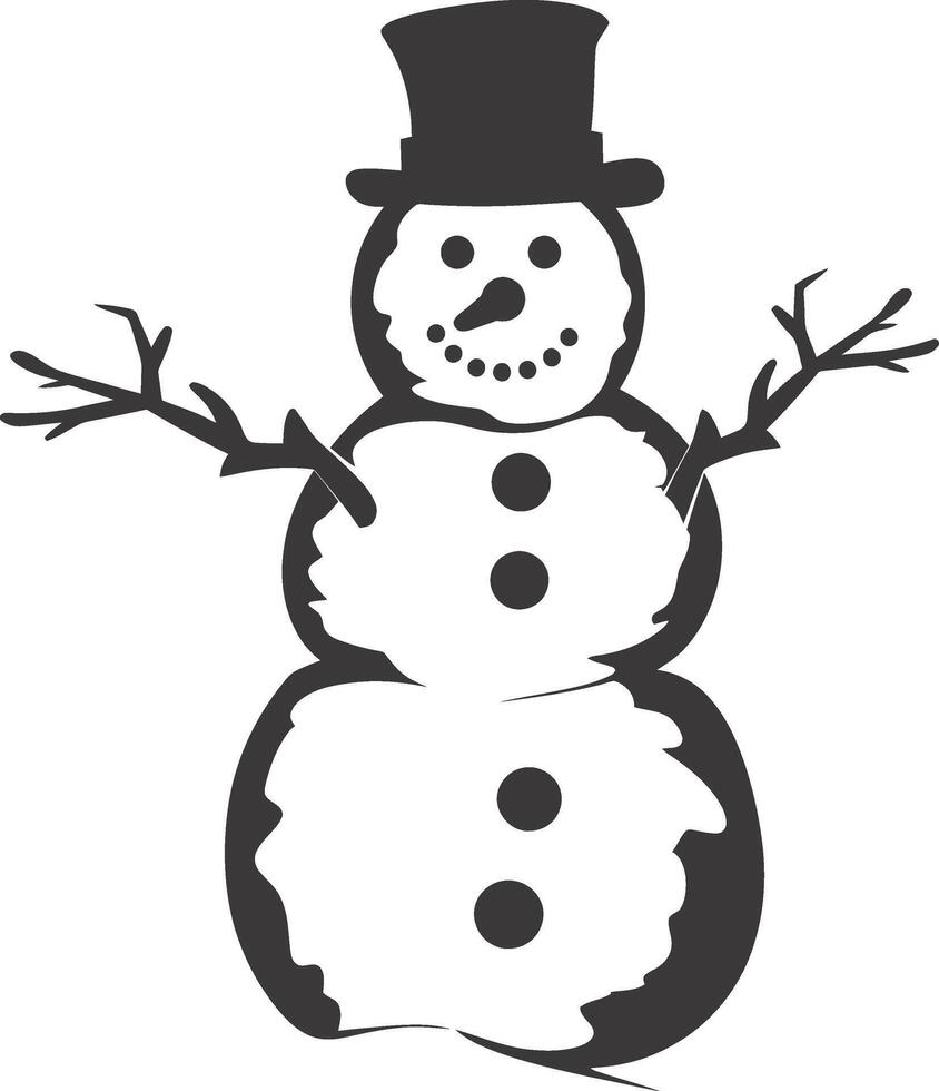 AI generated Silhouette snowman black color only full body vector