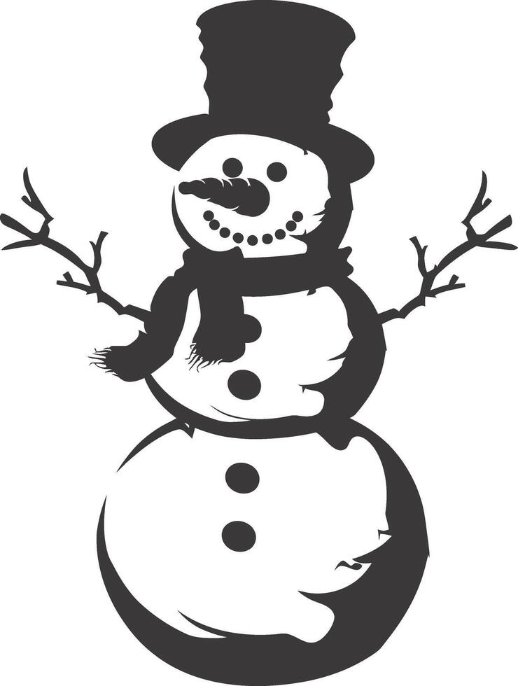 AI generated Silhouette snowman black color only full body vector