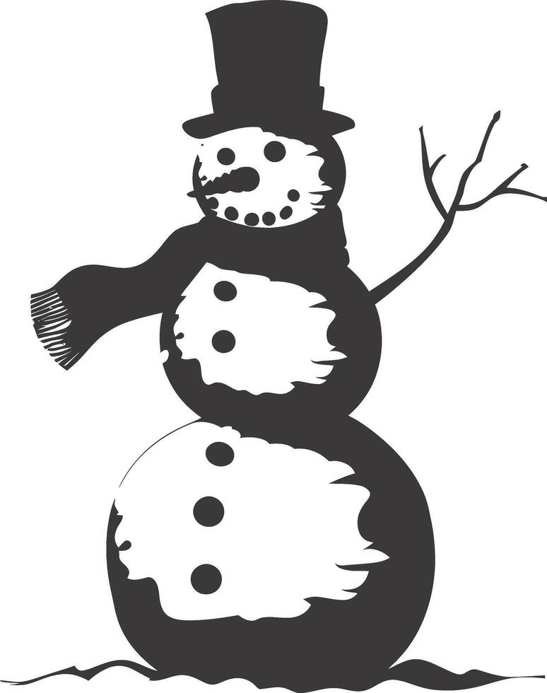 AI generated Silhouette snowman black color only full body vector