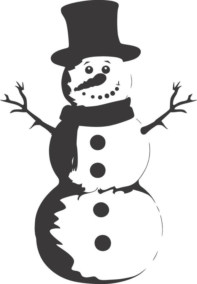 AI generated Silhouette snowman black color only full body vector