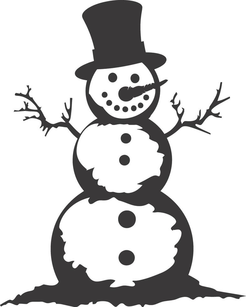 AI generated Silhouette snowman black color only full body vector