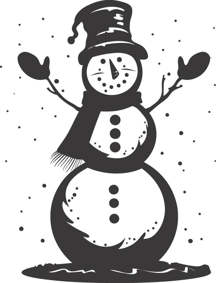 AI generated Silhouette snowman black color only full body vector