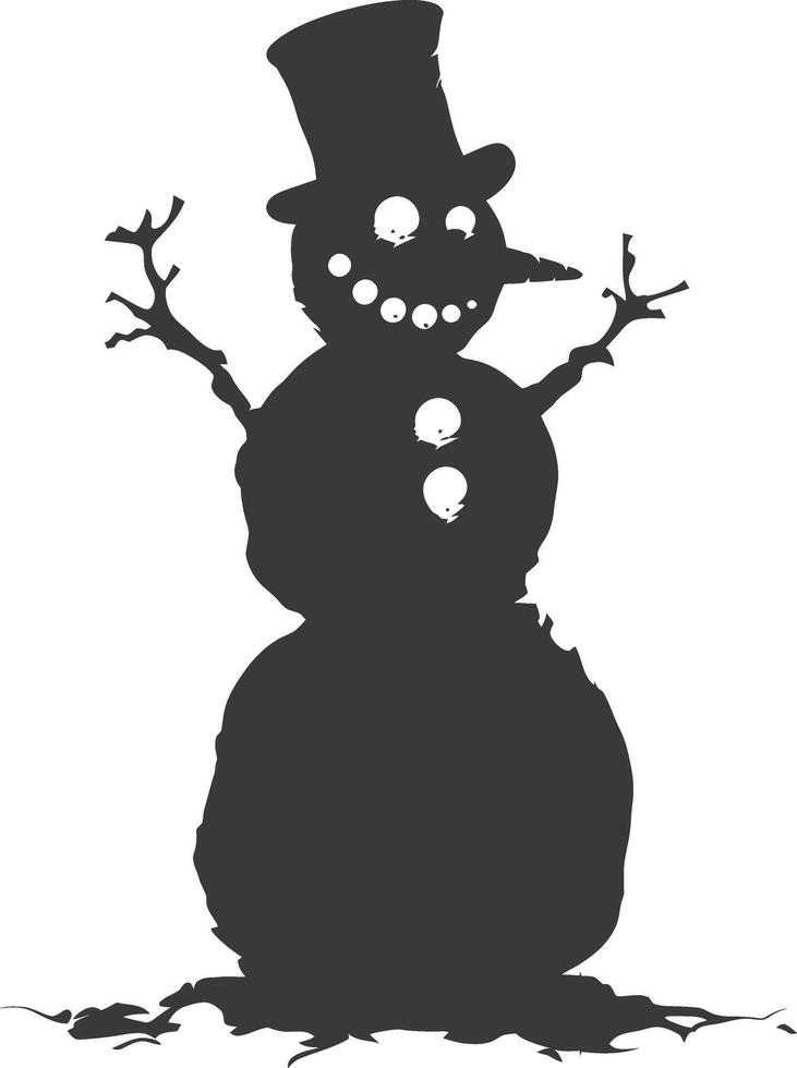 AI generated Silhouette snowman black color only full body vector