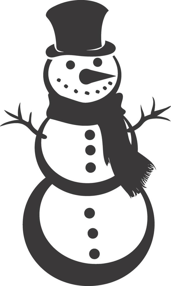 AI generated Silhouette snowman black color only full body vector