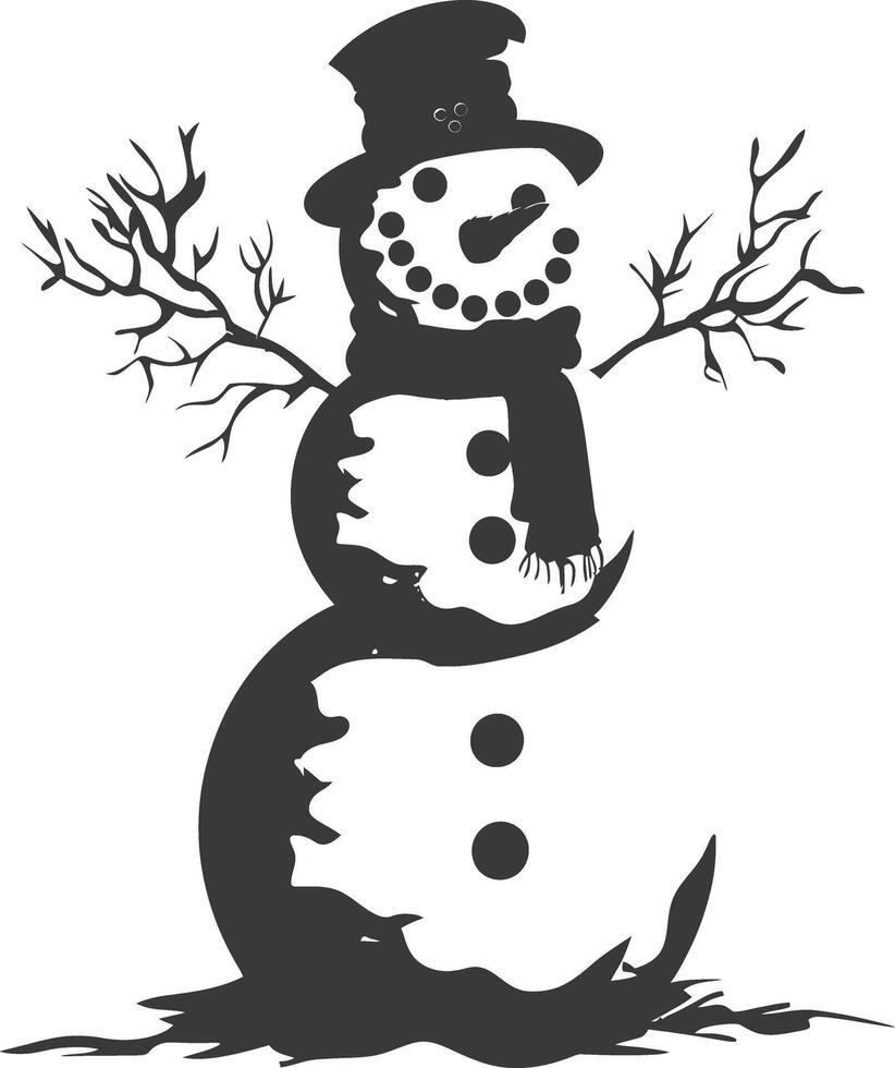 AI generated Silhouette snowman black color only full body vector
