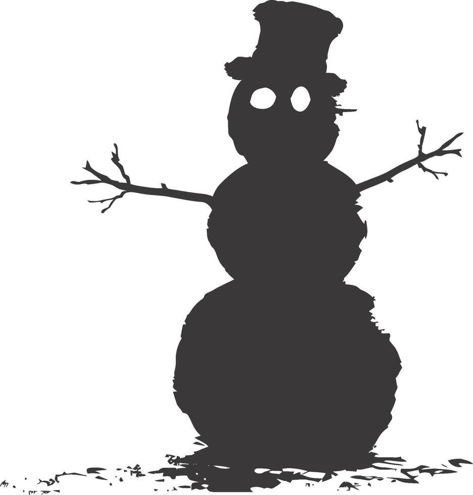 AI generated Silhouette snowman black color only full body vector