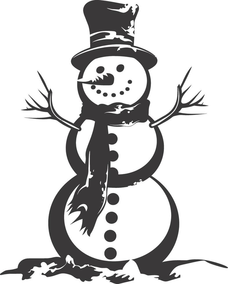 AI generated Silhouette snowman black color only full body vector