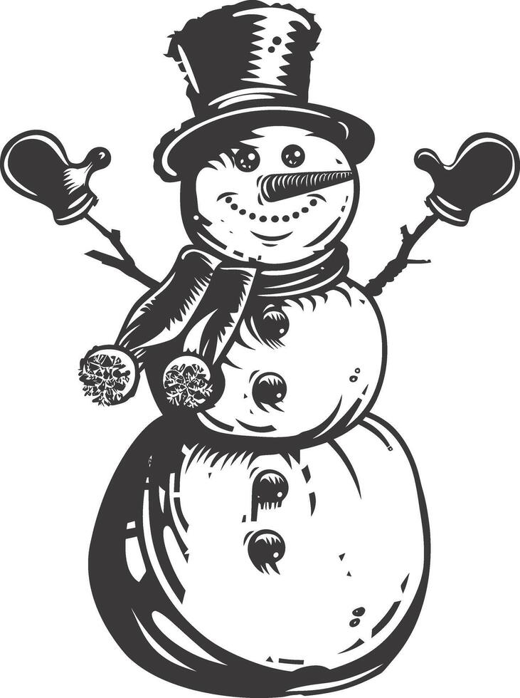 AI generated Silhouette snowman black color only full body vector