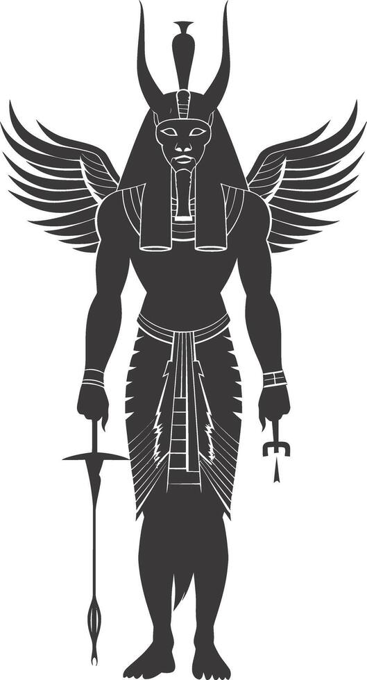 AI generated Silhouette spinx the egypt Mythical Creature black color only full body vector