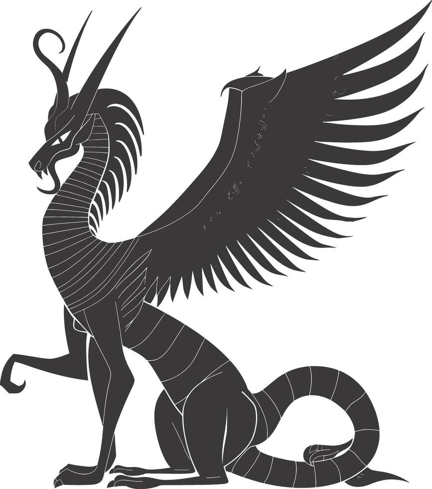 AI generated Silhouette spinx the egypt Mythical Creature black color only full body vector