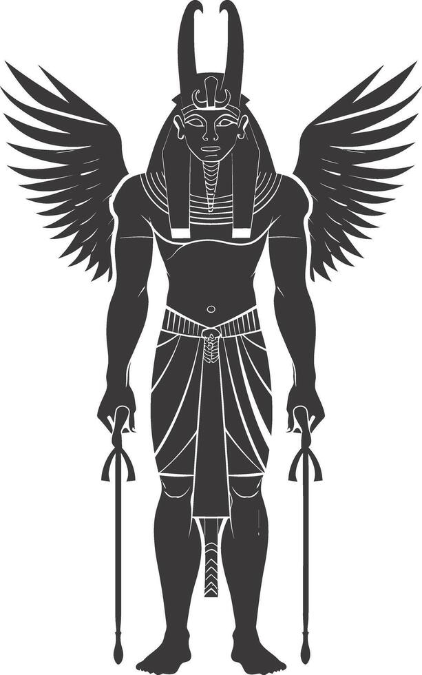 AI generated Silhouette spinx the egypt Mythical Creature black color only full body vector