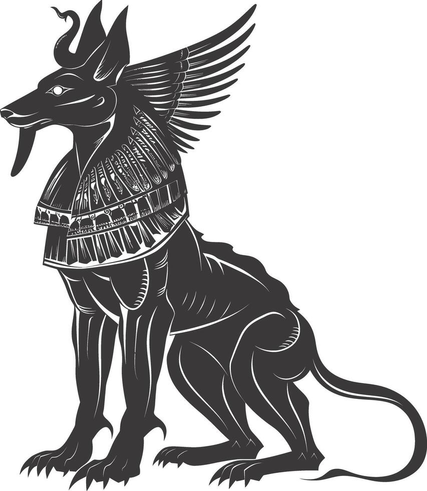 AI generated Silhouette spinx the egypt Mythical Creature black color only full body vector