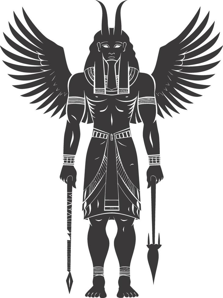 ai generado silueta spinx el Egipto mítico criatura negro color solamente lleno cuerpo vector