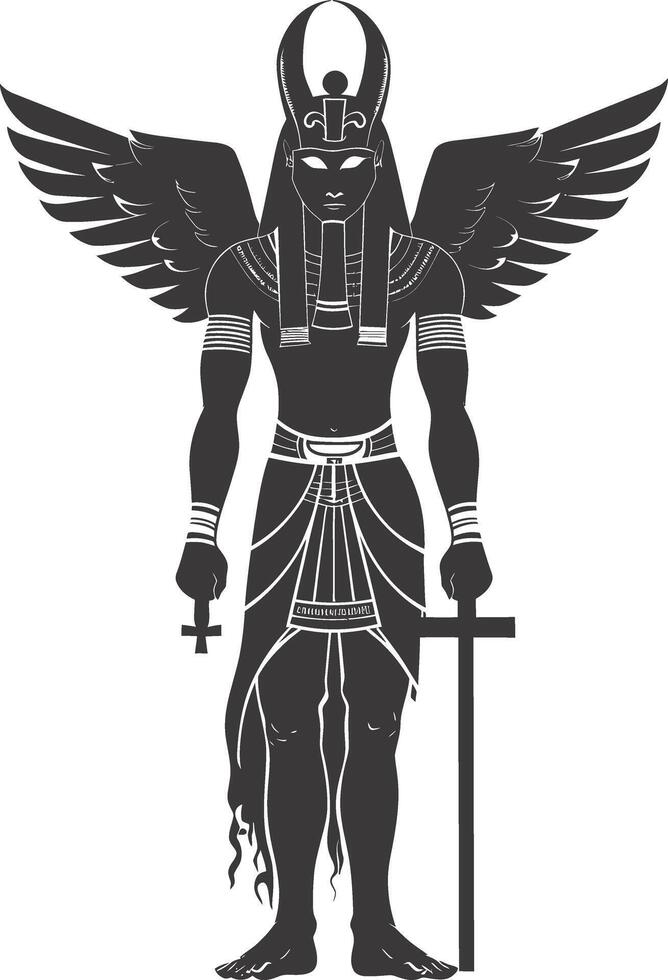 AI generated Silhouette spinx the egypt Mythical Creature black color only full body vector